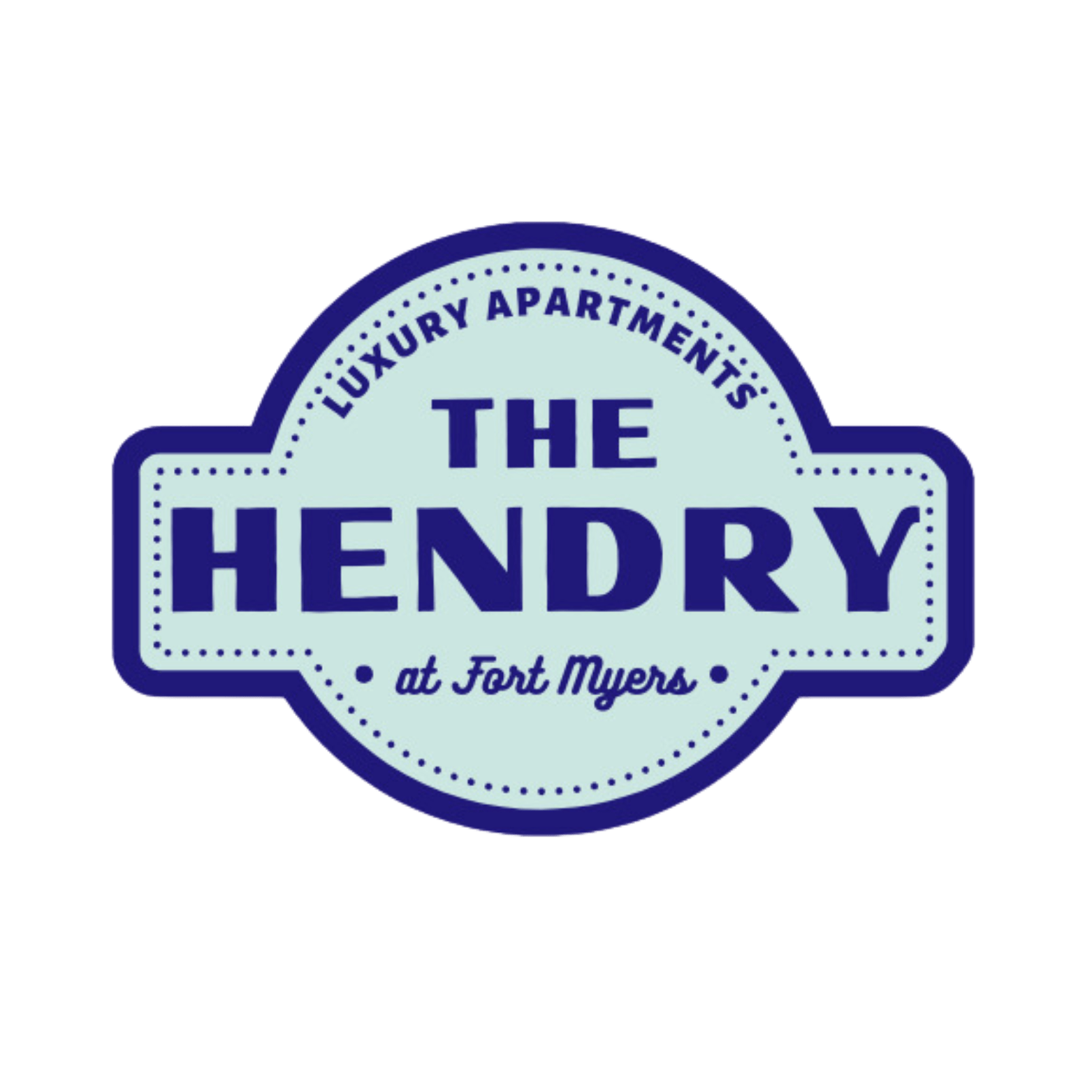 A logo for a luxury apartment called The Hendryy at Fort Myers.